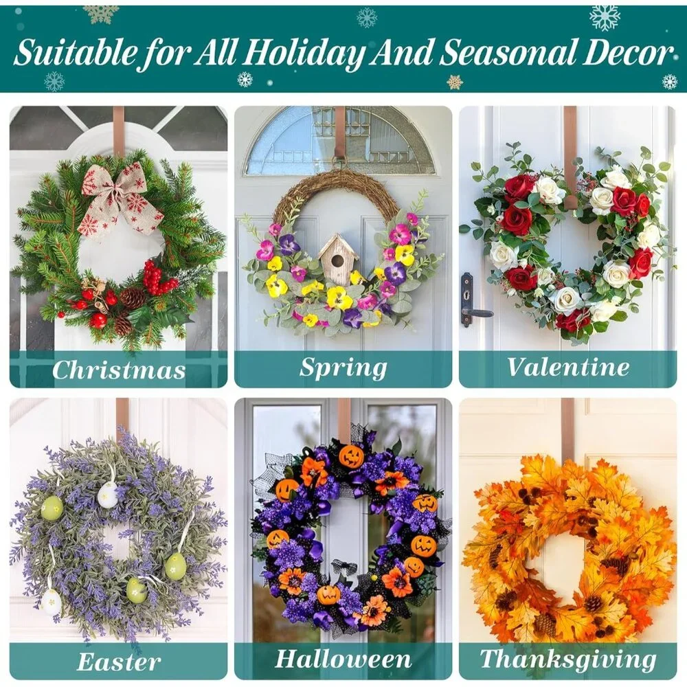 12-Inch Over The Door Wreath Hanger - Holds Up to 20 lbs, Perfect for Holidays